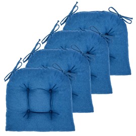 JAMPAYANG Chair Cushion, 4 Pack Chair Cushions for Dining Chairs, Chair Pads and Mat with Ties for Indoor Kitchen Seat and Desk (4 Count - 17 x 16 in, Prussian Blue)