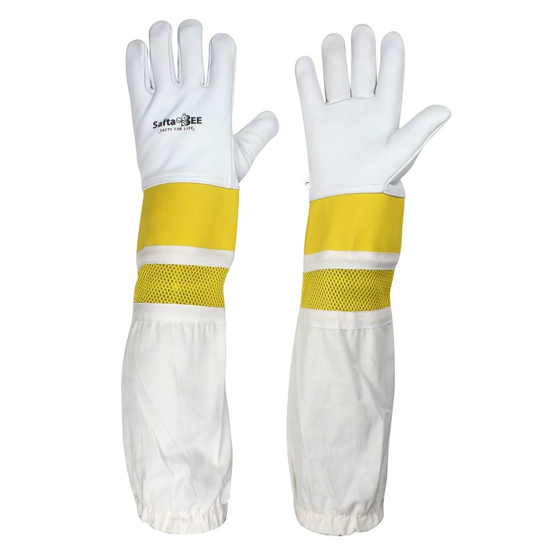 SAFTA Premium Quality Cowhide Beekeeping Gloves, Bee keepers Gloves for
