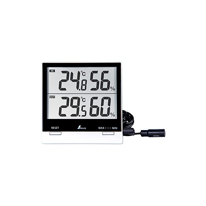 Shinwa Sokutei Digital Thermometer/Hygrometer, Smart C Max/Lowest, Waterproof External Sensor