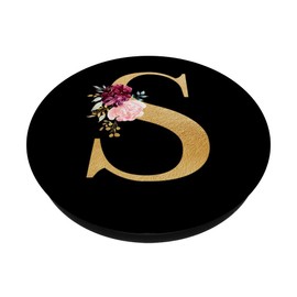 Initial Floral Letter Flowers Roses Monogram Letter S PopGrip Expanding Base and Handle for Mobile Phones / Tablets with Interchangeable Top