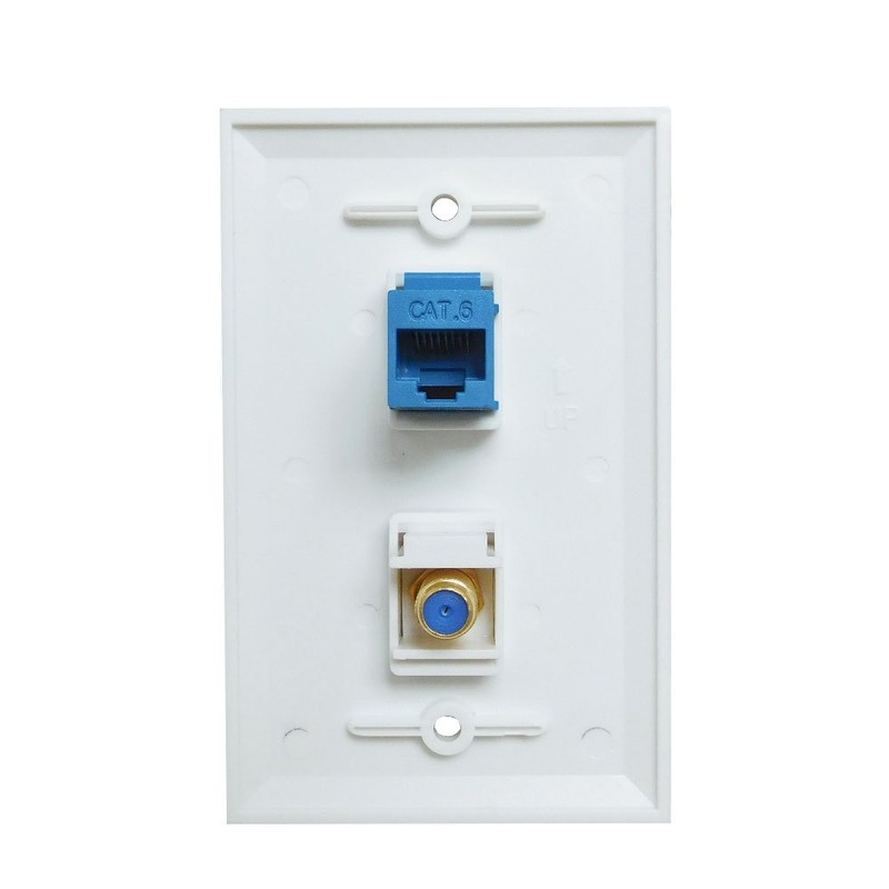 Coax Ethernet Wall Plate Female to Female - Ethernet and