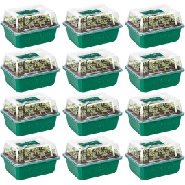 VIVOSUN 12-Pack Seed Starter Trays 144-Cell Germination Reusable Humidity Domes