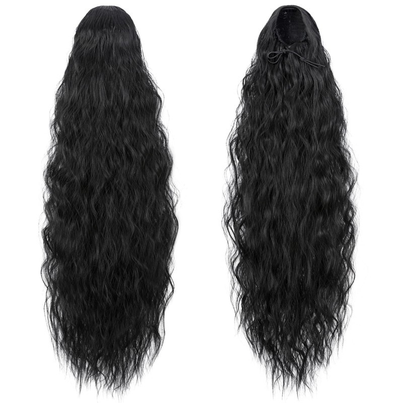 TESS Ponytail Extensions, 80 cm, Natural Black, Corn Wave Braid