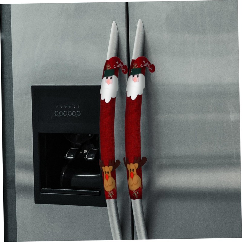 CAXUSD 4pcs Christmas Kitchen Appliance Handle Cover Refrigerator Handle Gloves