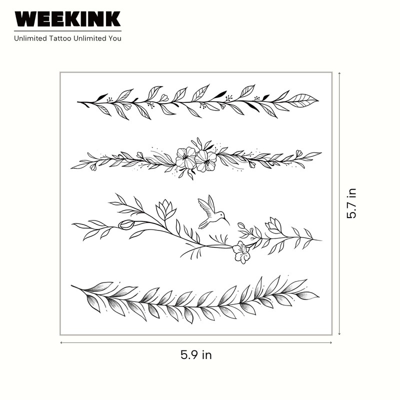 WEEKINK Vine Leaf Branch Temporary Tattoos – 4 Elegant Wrap-Around