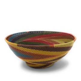 Bridge for Africa Fair Trade Zulu Telephone Wire 8-inch Pedestal Bowl, Painted Desert