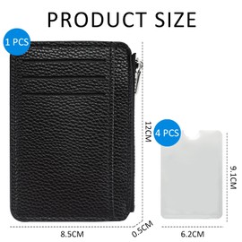 PFLYPF 1 Piece Black PU Leather Wallet Anti-clone Shielding RFID Protection Wallet, Suitable for Storing Credit Cards/Transport Cards/Keys, Black, black, Classic