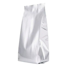 100 Bolsas Fuelle Cválvula Metálica Plata 2kg Para Café                                                                                               