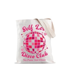 JXGZSO Disco Ball Shoulder Bag Self Love Disco Club No Panic Just Disco Tote Bag Mental Health Gift Self Care Gift (Disco Club Tote CA)