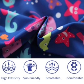 7-Mi Baby Girls' Swimming Costume One Piece Clothing UV Protection 50+ Children's Swimming Costume with One Zip with Sun Hat, Fish