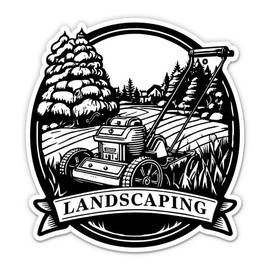 Landscaping Lawn Mower Service Vinyl Sticker - for Water Bottle Phone Car Tumbler Laptop - Waterproof - 3"