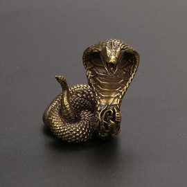 TOYANDONA Brass Cobra Snake Statue Cobra Snake Sculpture Wealth Figurine Home Decor Collectible Gift