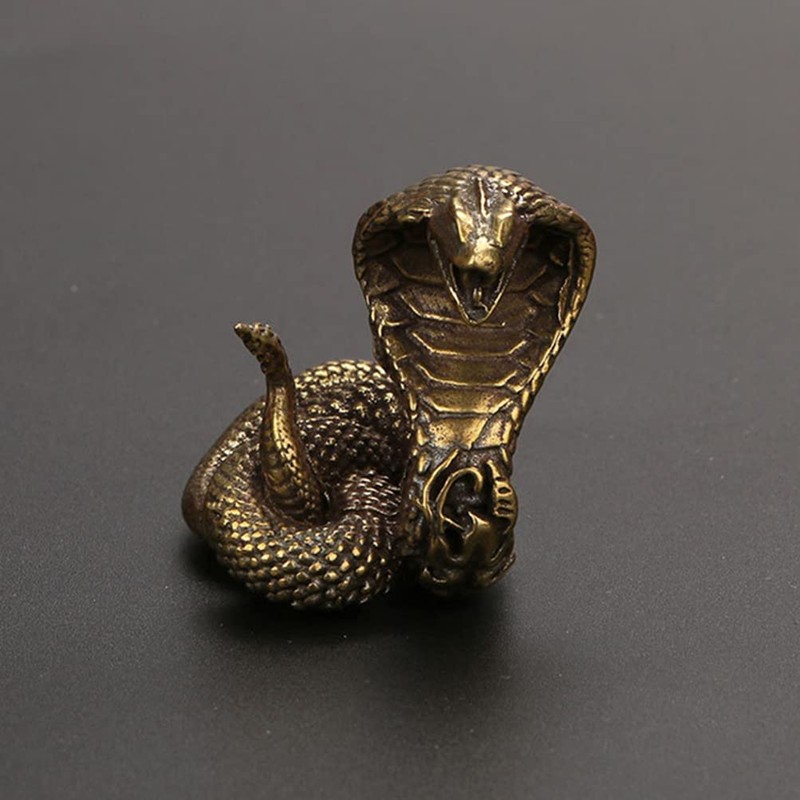 TOYANDONA Brass Cobra Snake Statue Cobra Snake Sculpture Wealth Figurine