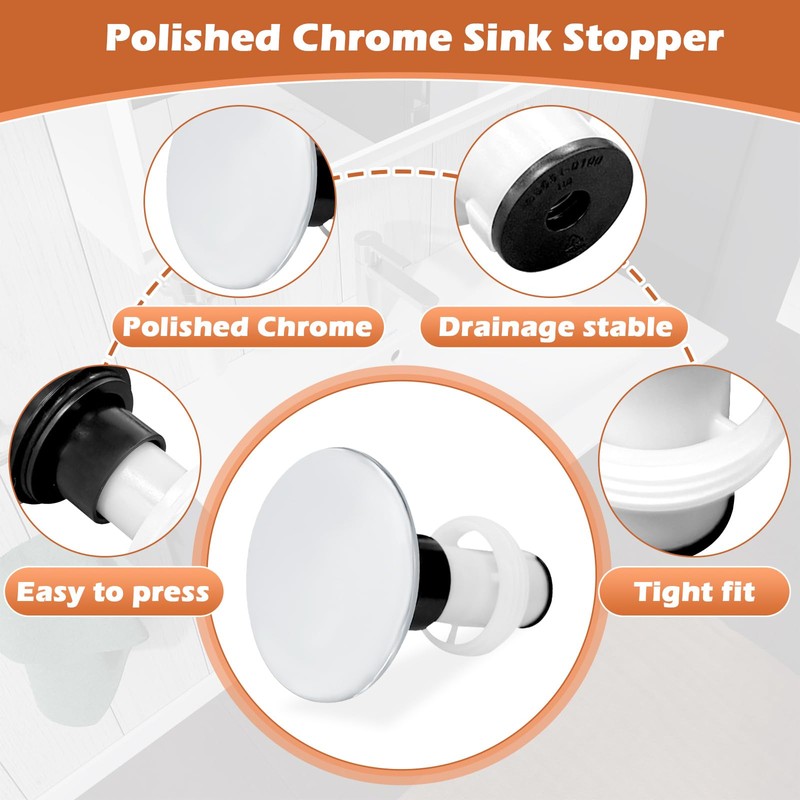 972098A Drain Stopper Polished Chrome Sink Stopper, Drain Sink Plug