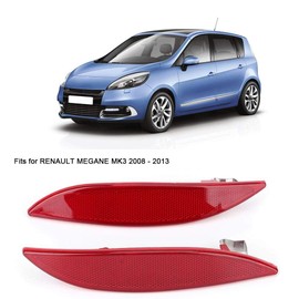 KIMISS Car Rear Bumper Reflector Strips, Warning Safety Reflector Sticker Left & Right 265600004R Suitable for MK3 2008-2013