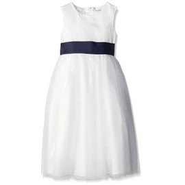 Sweet Kids Satin Preformed Bow Adjustable Sash Belt Navy M/Girls 2-6