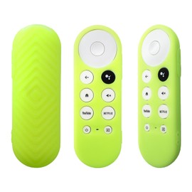 2 Pack Remote Cover Compatible with 2020 Chromecast with Google TV Voice Remote, Anti Slip Silicone Case Cover (Green Glow & Blue Glow)