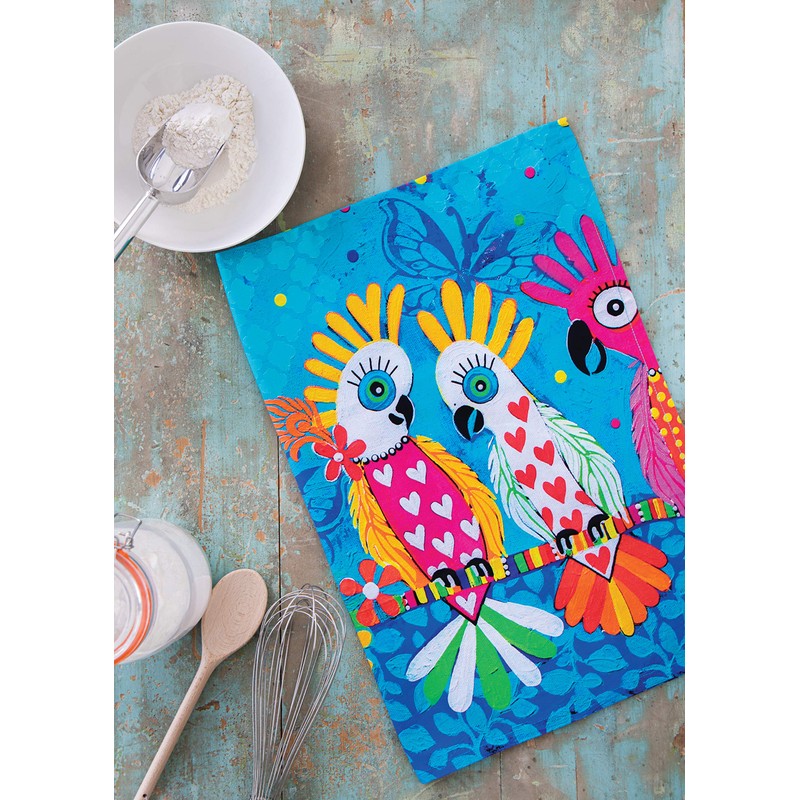Maxwell & Williams Love Hearts Tea Towel with Bird Design,