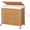 WOWLIVE Laundry Hamper with Wheels, 160L Handwoven Rolling Laundry Basket