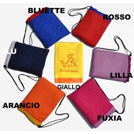 Beach towel embroidered cot with pockets 70x190 cm BLU SCURO DARK BLUE