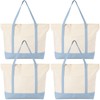 Sunnymove 4 Pcs Large Canvas Tote Bags Bulk with Top