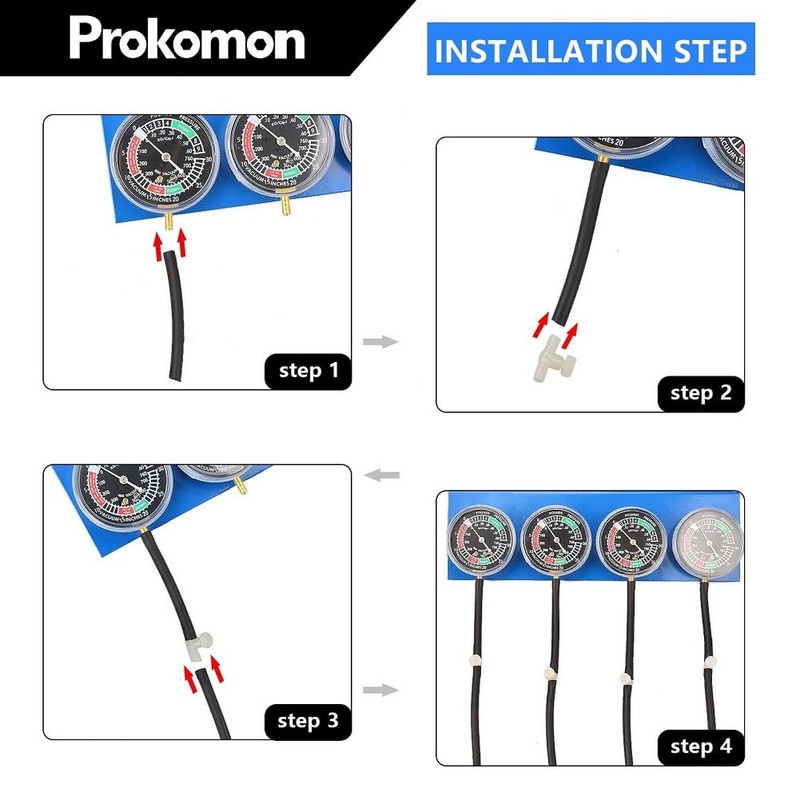 Prokomon Motorcycle Carburetor Synchronizer Tool Kit; Carb Synchronizer Tool with