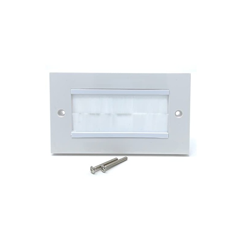 White Brush Plate Faceplate Wall Mounted Installation Tidy Cable Pass