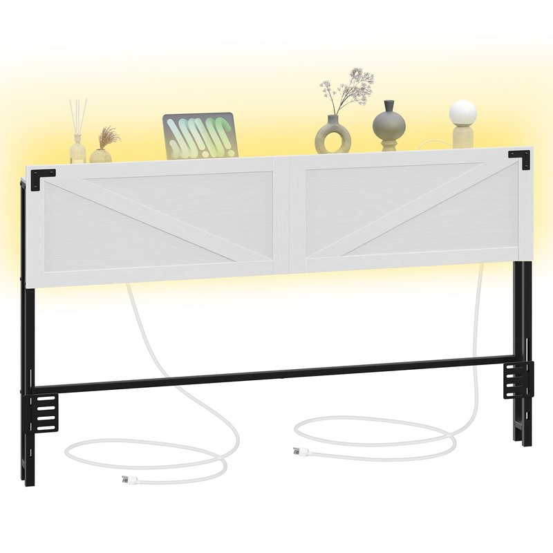 MAHANCRIS King Size Headboard Only, Headboard with 2 Outlets and