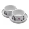 Moderna Plato Gato Doble Anti-hormiga Cats In Love 2x350ml Gris