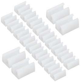 Suiwotin 24pcs 14mm Rectangle Chair Leg Covers, Non-Slip Chair Rail Protectors, Plastic Furniture Feet Guards, Stool Leg Sled Floor Protectors Leg Tips Caps (White)