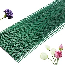 200 Pcs Floral Flower Stem Wire,16 Inch 22 Gauge Flower Paper Wrapped Wire,Green Crafting Floral Stem for Flower Arrangements DIY,Bouquent Stem Wrapping and Crafts