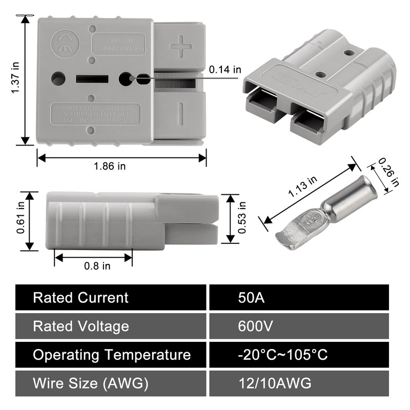 XRDS -RF 50A Battery Quick Connect/Disconnect Set – 600V DC