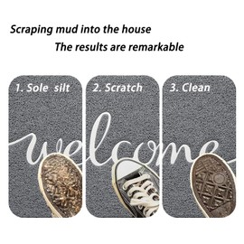 Fireosma Door Mat, Durable Welcome Mat Low Profile Floor Mat Front Doormat Indoor and Outdoor Doormat Non Slip Rugs Easy to Clean Doormat, for Entryway, Patio, High Traffic Areas (32"x20", Grey)