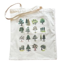 CHOTYE Aesthetic Tote Bag for Women Reusable Grocery Bags for Vacation, Shopping, Travel, Beach (Ecological Forest Grid)