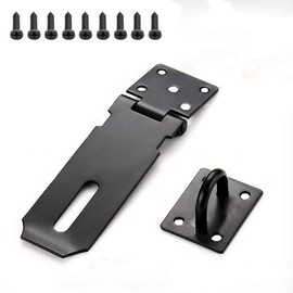 Padlock Hasp, KAIISSA High Performance Hasp Staple Security Door Bolt with Screws, Door Lock Gate Lock Shed Lock for Door, Window, Cabinet, Pet Cage, Black