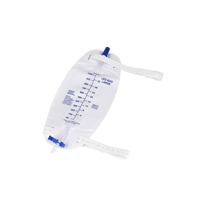 Easy-Tap Leg Bag Urinary Drainage Bag, 1000ml, Anti-Reflux Valve, Cloth