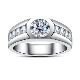 AimiIee Moissanite Wedding Ring for Men 1.64cttw D Color VVS1 Clarity 925 Sterling Silver Moissanite Diamond Promise Anniversary Engagement Rings with Certificate 9