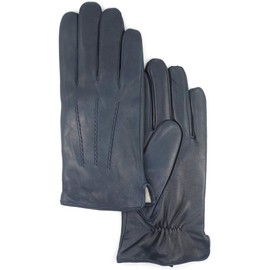 Mens Luxury Nappa Lambskin Leather Gloves Winter Warm Touchscreen Gloves Cashmere Lining,Navy01,XL