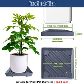 LandJoy 2PCS Square Plant Caddy with Wheels,Planter Roller Base,Heavy Duty Plant Caddy with Hidden Wheels, 360°Rolling Casters Plant Dolly,4 Invisible Casters,Gray,12.2 inches