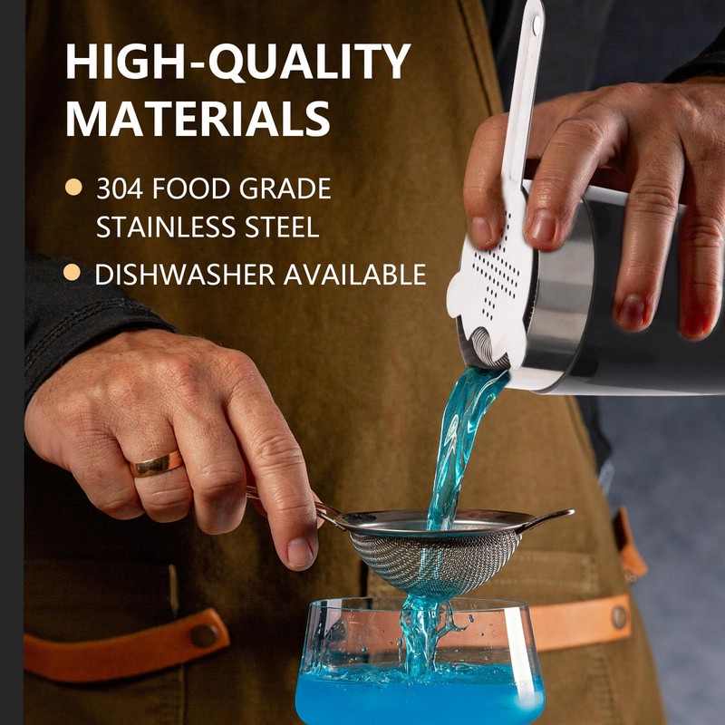 Cocktail Strainer-Stainless Steel Bar Tools Bartender Cocktail Strainer Set:Hawthorne Strainer,Julep