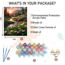 xackcme Landscape Paint by Numbers for Adults-Scenery Paint by Number on Canvas Without Frame,DIY Oil Painting for Gift Home Wall Decor(16x20inch)