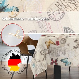 Fabric Tablecloth Washable Table Linen Tablecloth Cotton Polyester Butterflies 160 x 140 cm Indoor/Outdoor Tablecloth