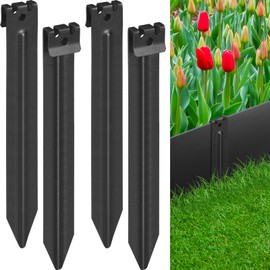 AMZCUBE Landscape Edging Metal Stakes, 10 Inch Heavy Duty Garden Stakes, 2mm Thickened High Carbon Steel Landscaping Anchoring Spikes for Edging Coil, Outdoor Tent and Terrace Board (20 Pcs)