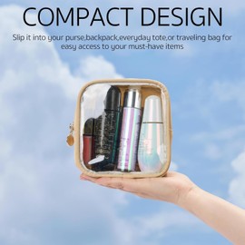 Cosmetic Bag Mini Makeup Bag Women Small Cosmetic Bag for Purse Zipper Cute Pouches Make Up Travel Toiletry Essentials Purse Organizer Bags (Beige, 5.3 * 2.3 * 5.3In)