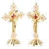 Metal Standing Cross Red Rhinestone Decoration Exquisite Retro Elegance Standing