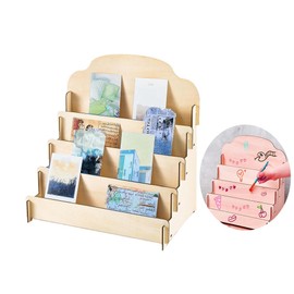 Changyeah 4 Etagen GrußKartenstäNder,Holz Display Ständer,Multifunktionale Display-Staffeleien,Rechteckiger Ohrring Display Kartenständer Schmuck Organizer Halter Für Die Präsentation