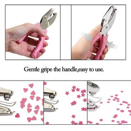 3 Pcs Hole Punch,BetterJonny Handheld Metal Single Hole Paper Punch Round Star Shape with Soft Grip Hand Punch Round Hole for Piercing Mount DIY Tools Process Scrap Label