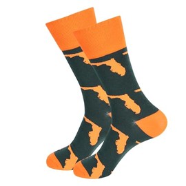 Barrel Down South Florida Socks For Men and Women - Apparel Gift for Florida Fans - Novelty FL Alumni Gifts (Blend, Dark Green/Orange FL), Dark Green/Orange Fl, 6-12