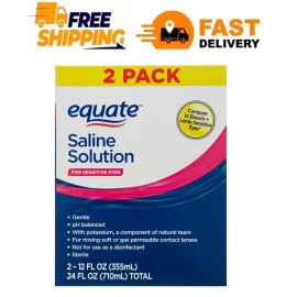 Equate Saline Solution for Sensitive Eyes, 12 fl oz, 2 Pack, Compare to Bausch +