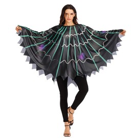 Women's Spider Web Poncho, Purple, X-Large